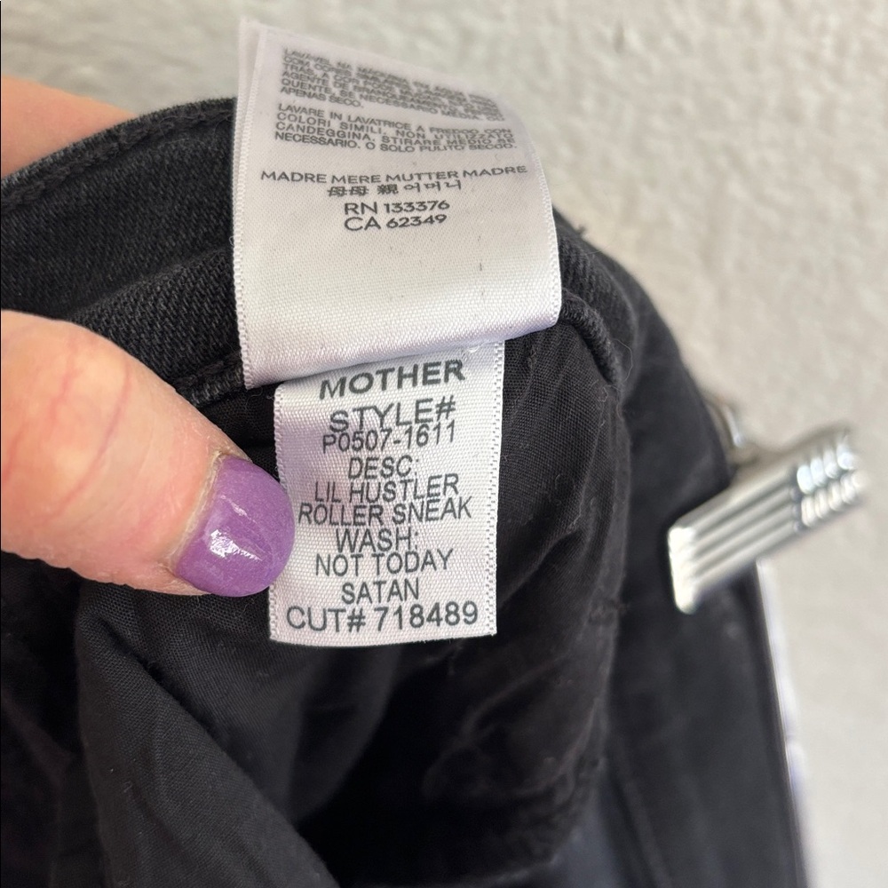 Mother Lil Hustler Roller Sneak Jeans Not Today Satan Wide Leg Denim Size 28 - Picture 11 of 16